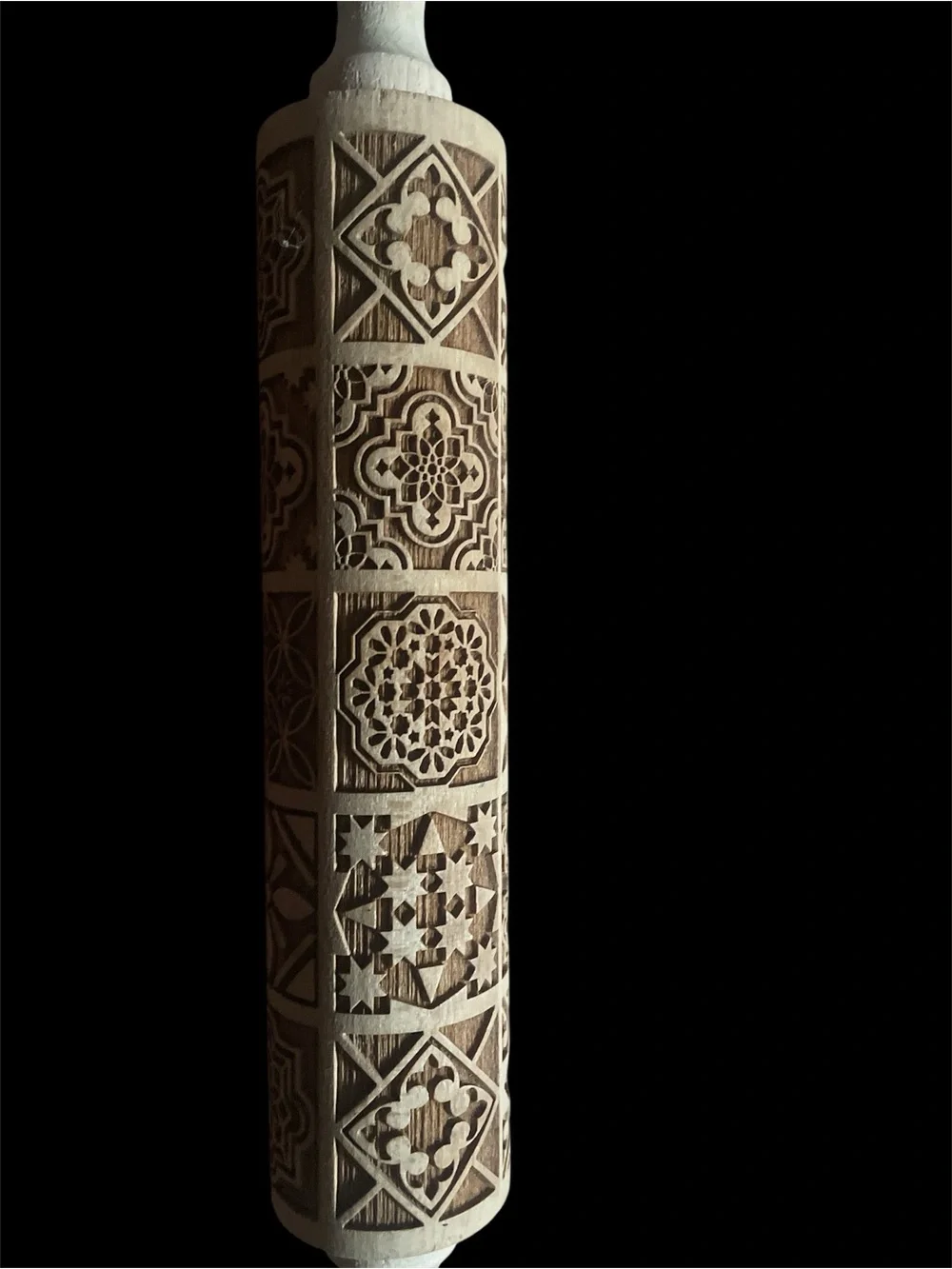 Embossed Wooden Rolling Pin - Tile Pattern